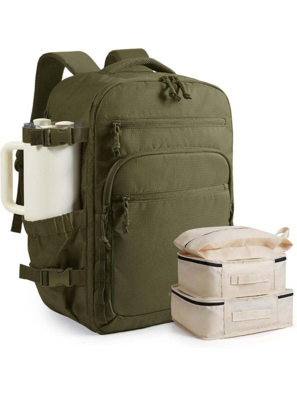 Stylish 17.3" Laptop Travel Backpack for Women & Men - Olive Green, Durable